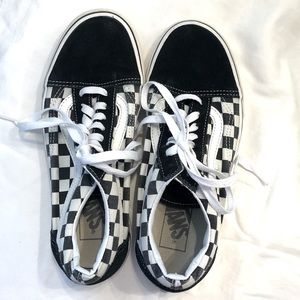 Black checkered old school vans